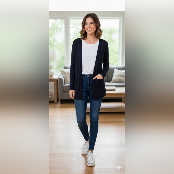 Croft And Barrow Women's Cardigan Size L Navy (EUC) - Picture 1 of 12